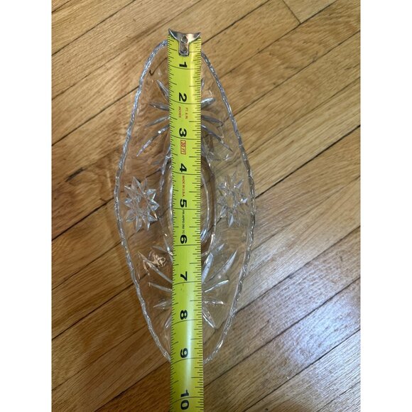 VTG Anchor Hocking EAPC Starburst Banana Split Dish Pressed Glass Relish Bowl 9" - Picture 4 of 5